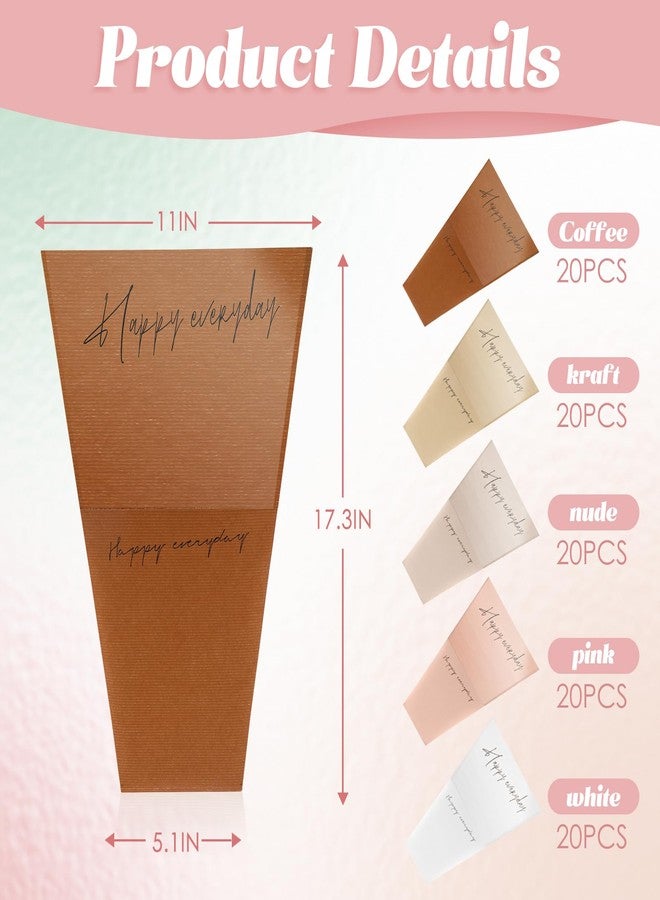 Harloon 100 Pcs Flower Wrapping Bags 11 x 5.1 x 17.3in Kraft Paper Flower Sleeves for Bouquet Clear Flower Wrapping Paper Multiple Flower Packaging Bag for Mother's Day Anniversary Wedding (Colorful) - Image 2